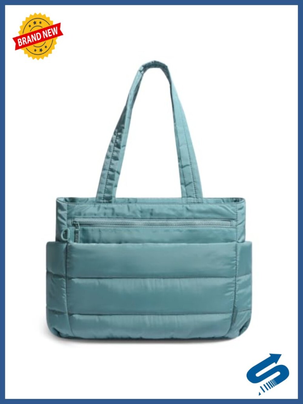 Quilted Nylon Puffer Tote Bag Lightweight Laptop Work Travel Handbag